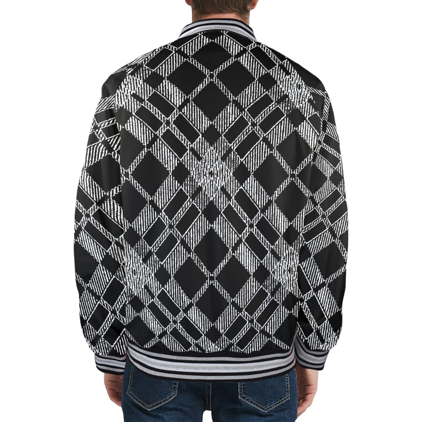 fullbreedboutique New Men's Striped Trim Bomber Jacket