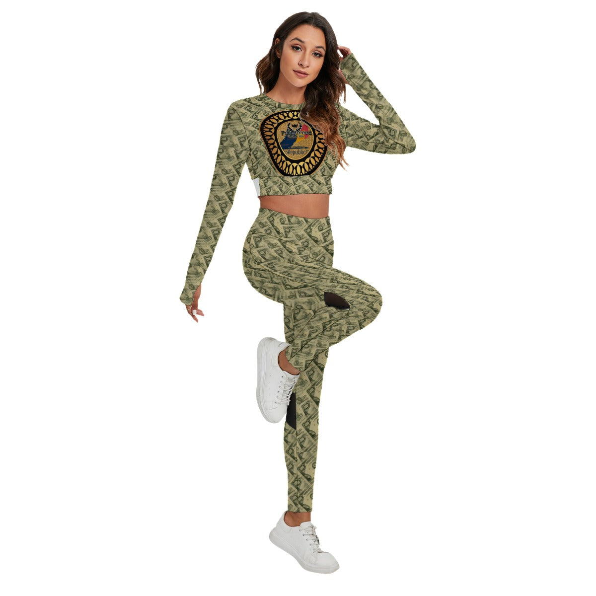 All-Over Print Women's Sport Set With Backless Top And Leggings