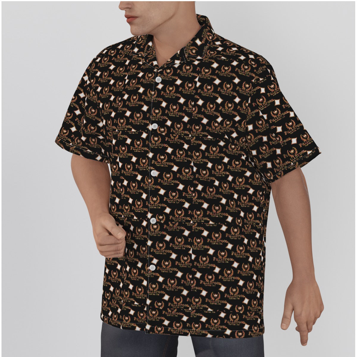 All-Over Print Men's Hawaiian Shirt With Button Closure