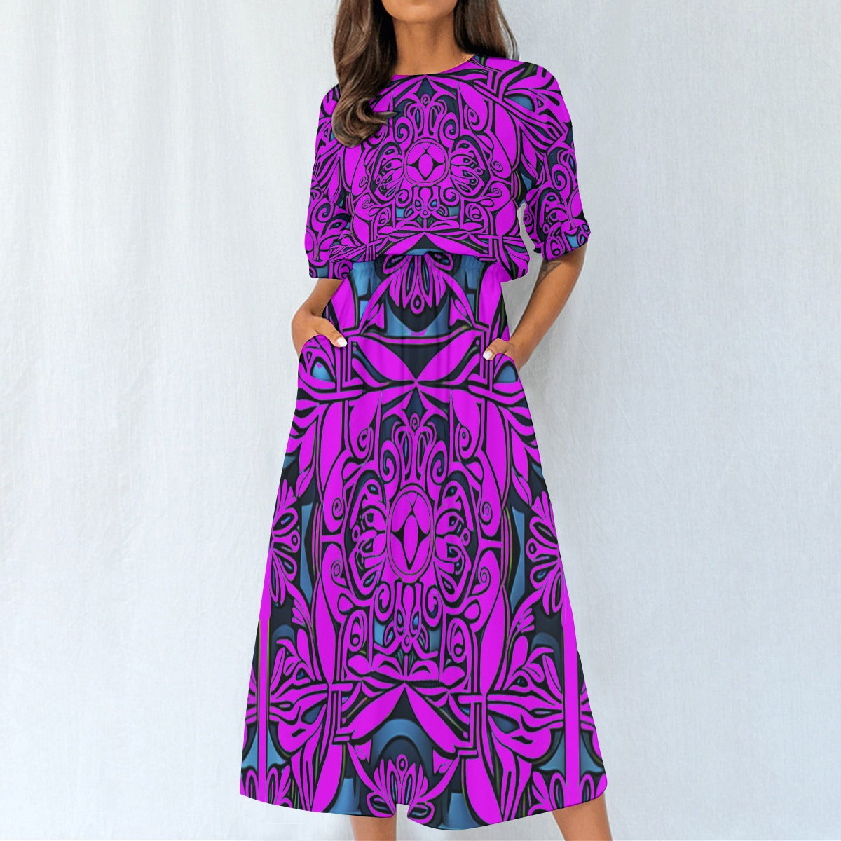 All-Over Print Women's Elastic Waist Dress