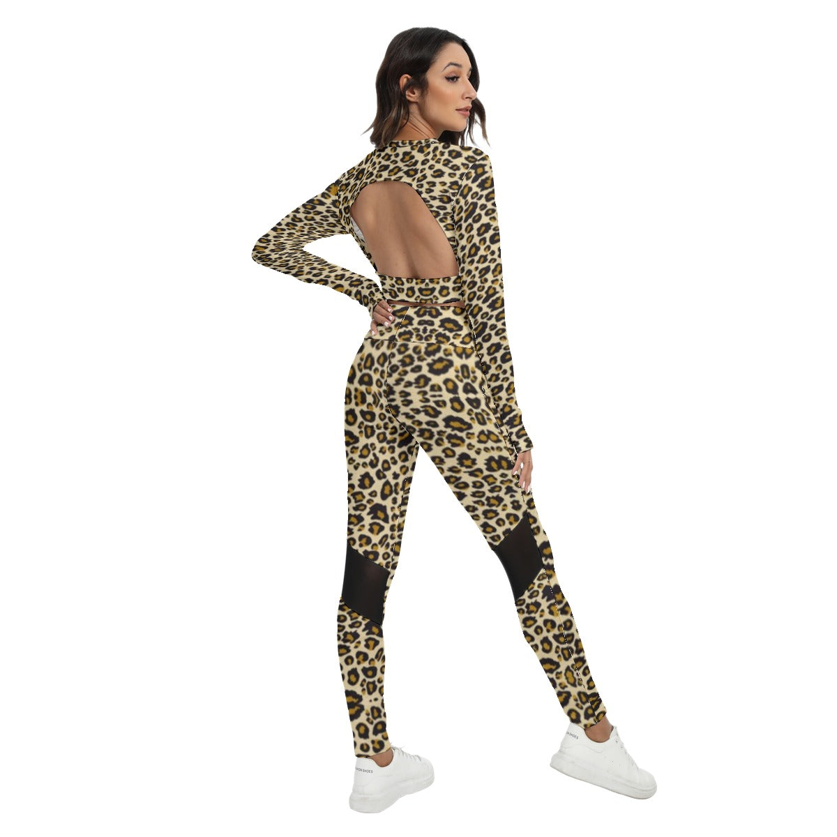 All-Over Print Women's Sport Set With Backless Top And Leggings