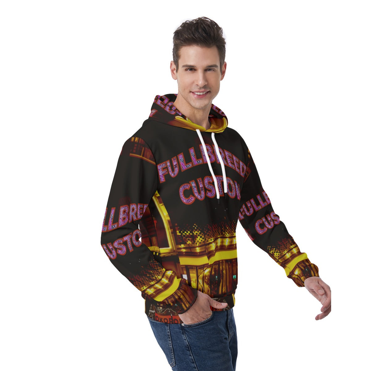 FullbreedBoutique Print Men's Hoodie With Double-side Print Hood