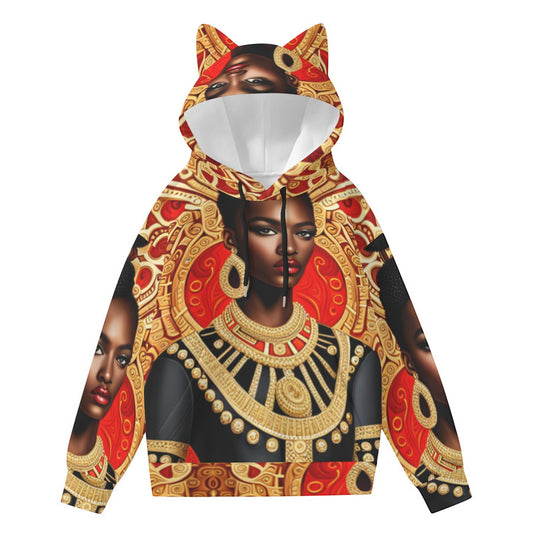 All-Over Print Women’s Hoodie With Decorative Ears