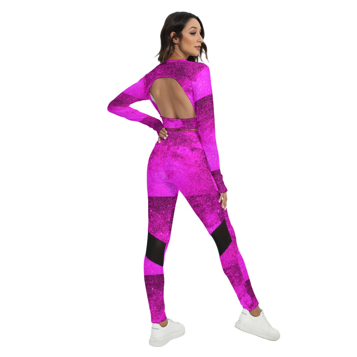 All-Over Print Women's Sport Set With Backless Top And Leggings