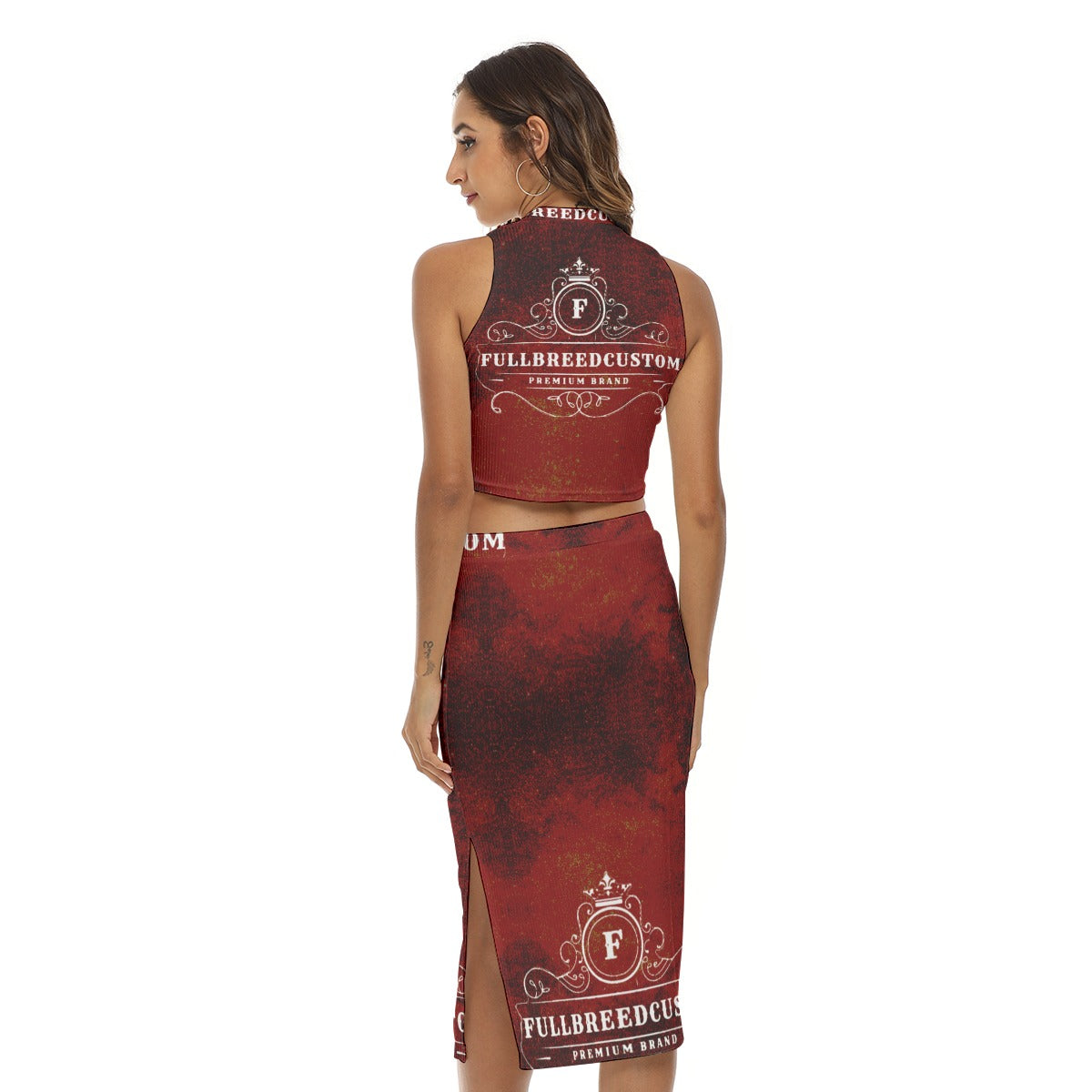 All-Over Print Women's Tank Top & Split High Skirt Set