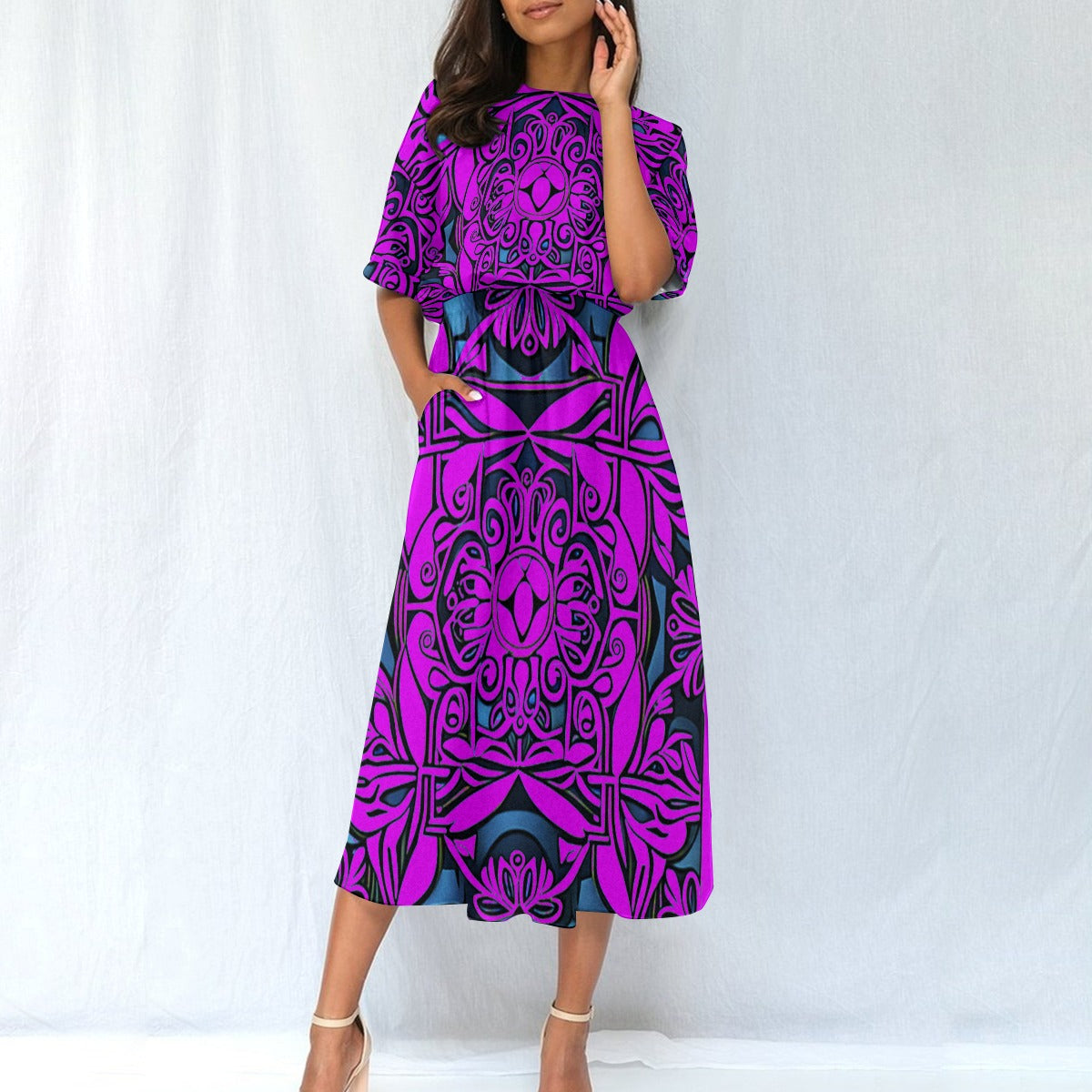 All-Over Print Women's Elastic Waist Dress