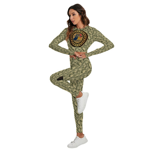 All-Over Print Women's Sport Set With Backless Top And Leggings