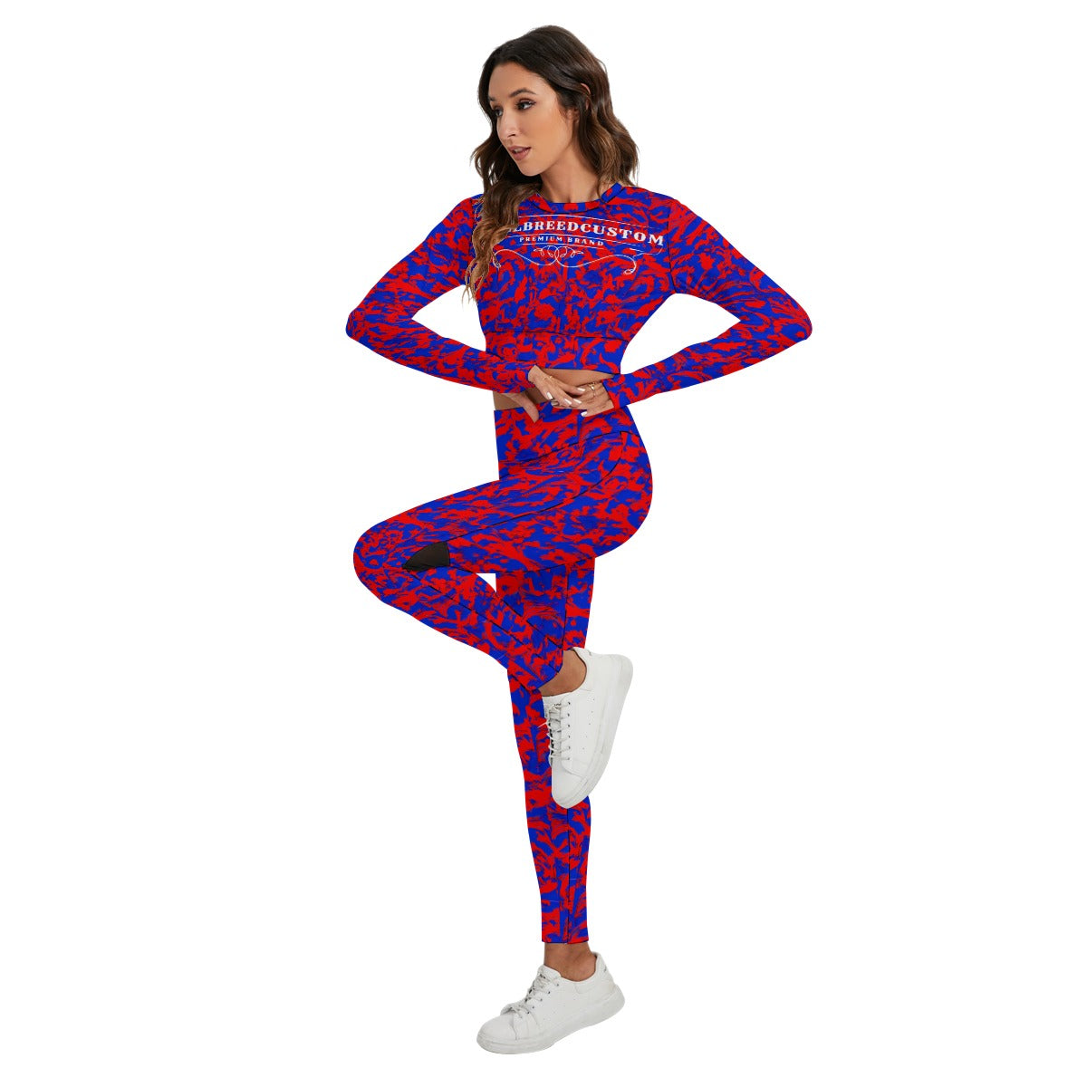 All-Over Print Women's Sport Set With Backless Top And Leggings