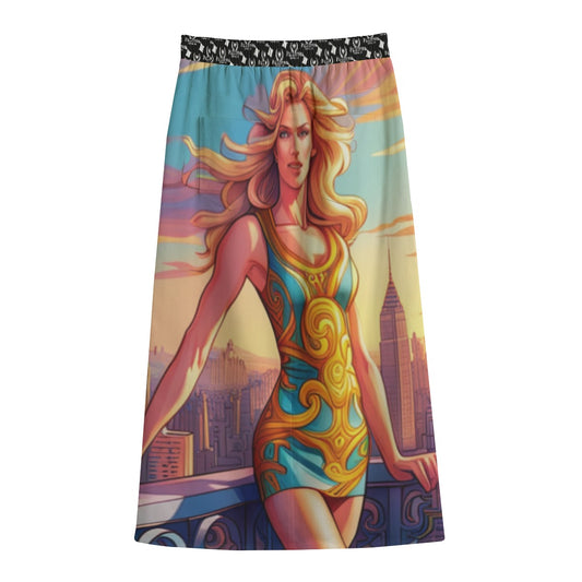 All-Over Print Women's Front Mid-slit Skirt | 245GSM Cotton