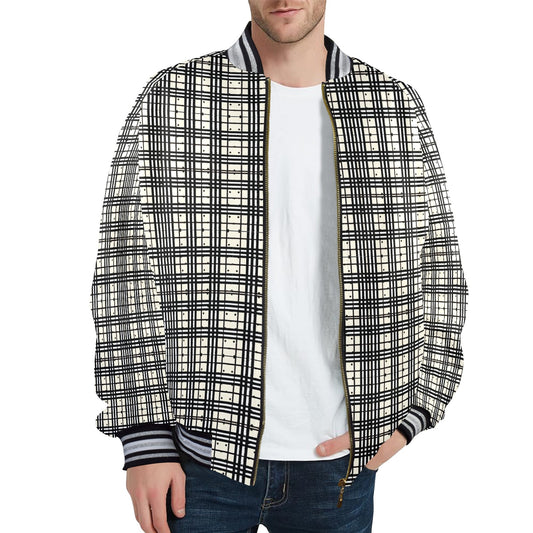 Fullbreedboutique New Men's Striped Trim Bomber Jacket