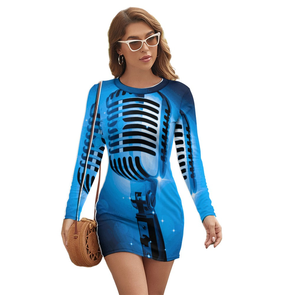 fullbreedboutique Women's Long Sleeve Round Neck Slim Dress