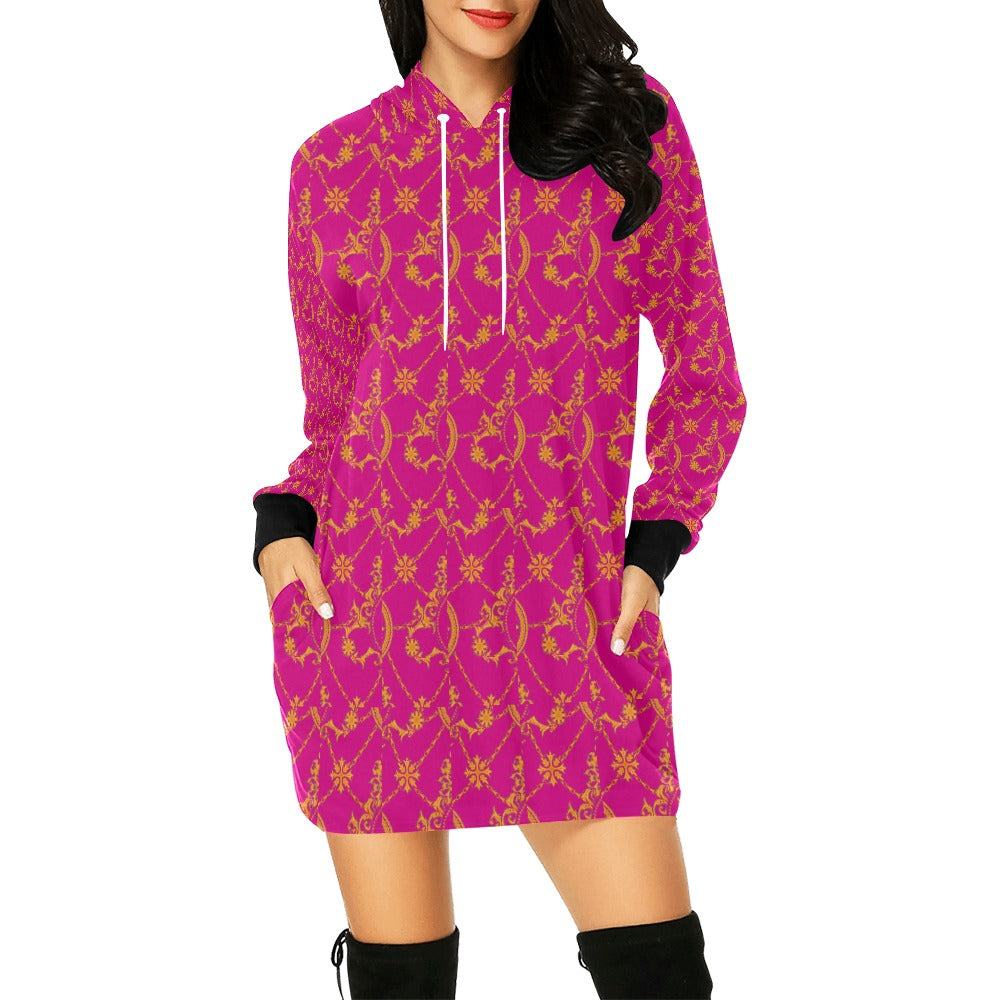 fullbreedboutique Women's All Over Print Hoodie Mini Dress (H27)