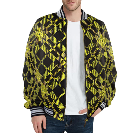 fullbreedboutique New Men's Striped Trim Bomber Jacket