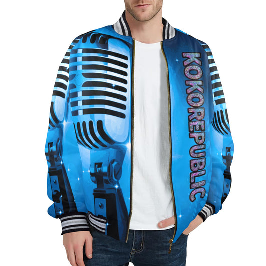 fullbreedboutique New Men's Striped Trim Bomber Jacket