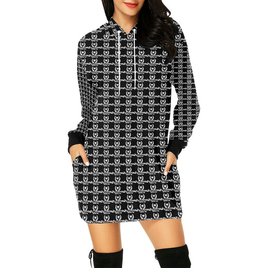 fullbreedboutique Women's All Over Print Hoodie Mini Dress (H27)