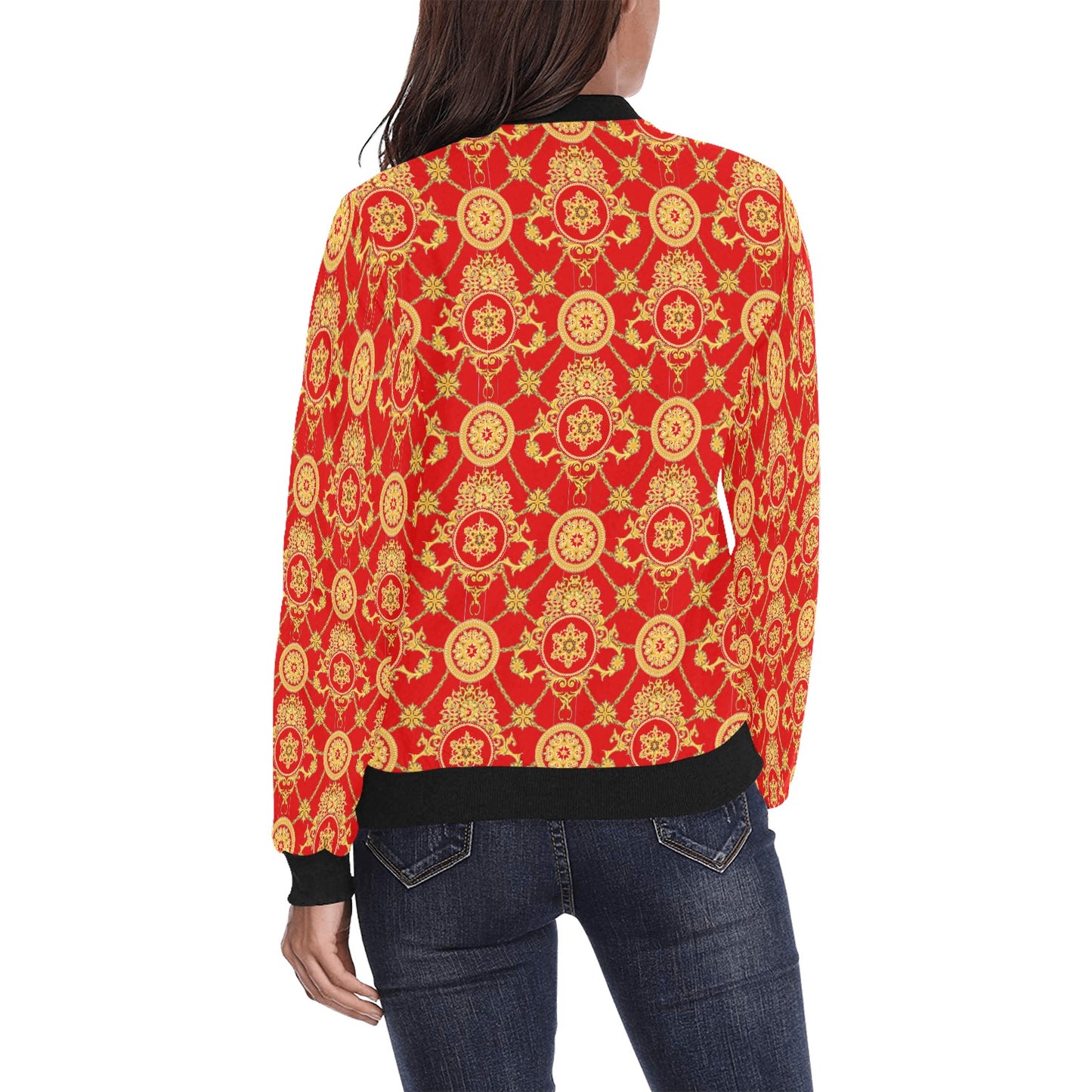 fullbreedboutique Women's All Over Print Bomber Jacket(Model H36)