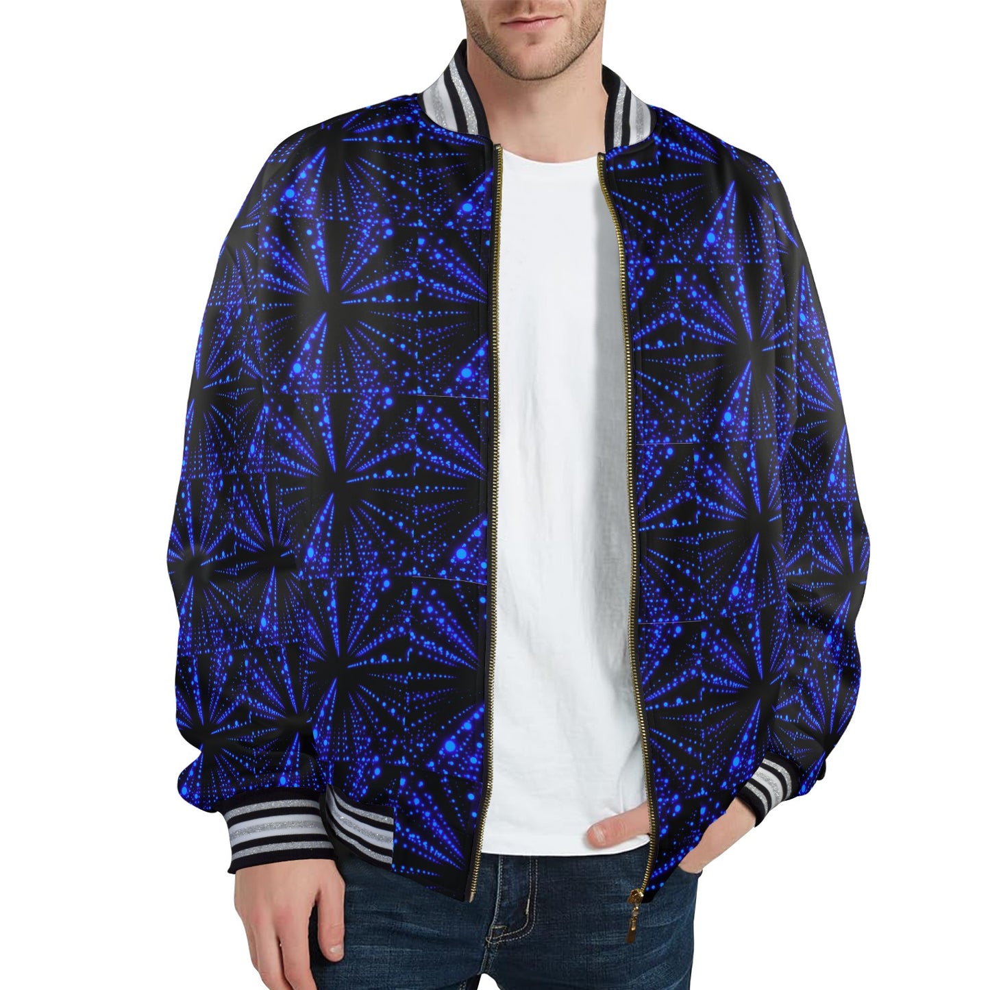 fullbreedboutique  New Men's Striped Trim Bomber Jacket