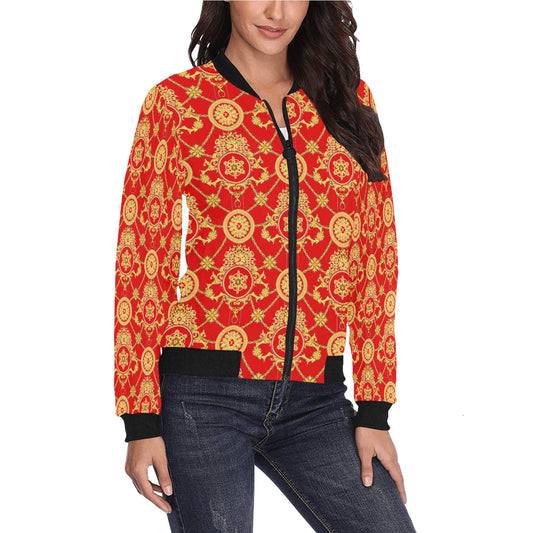 fullbreedboutique Women's All Over Print Bomber Jacket(Model H36)