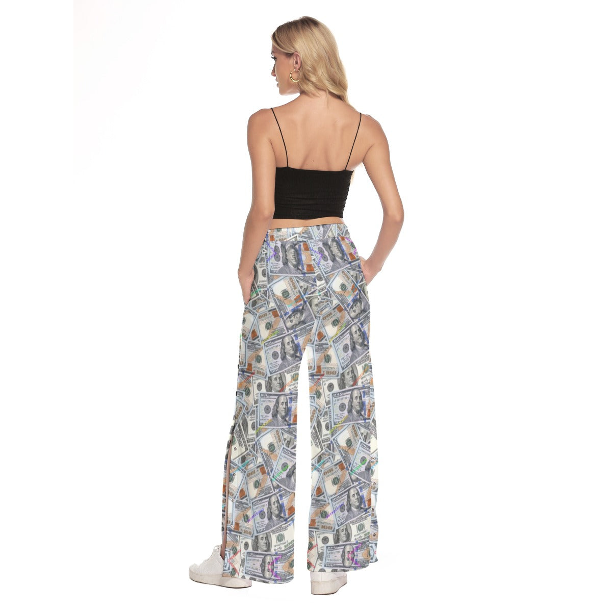 All-Over Print Women's Side Slit Snap Button Trousers