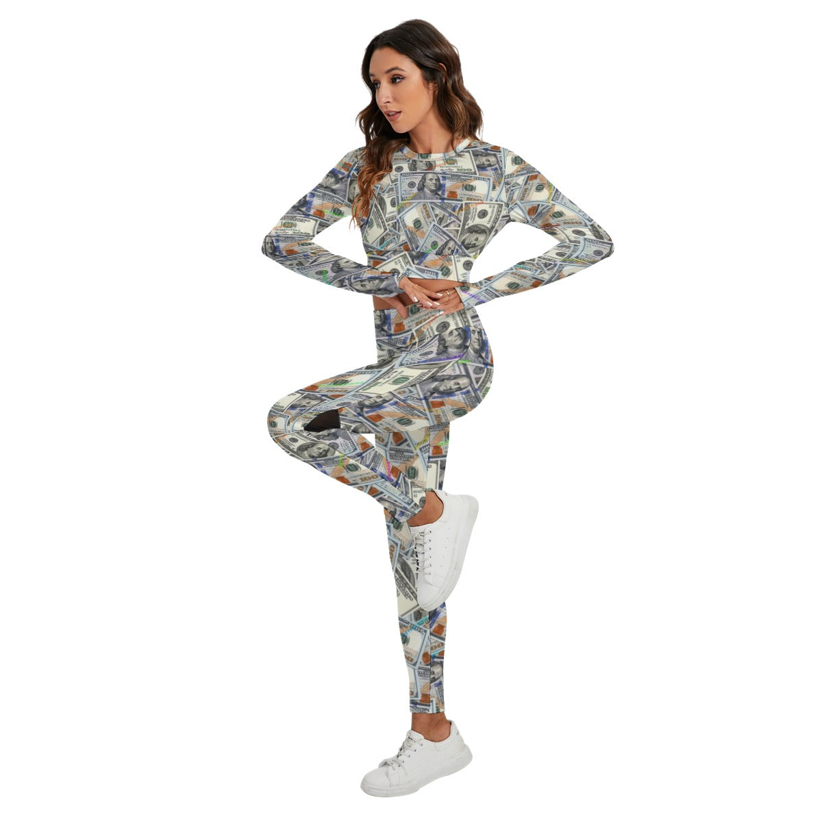 All-Over Print Women's Sport Set With Backless Top And Leggings