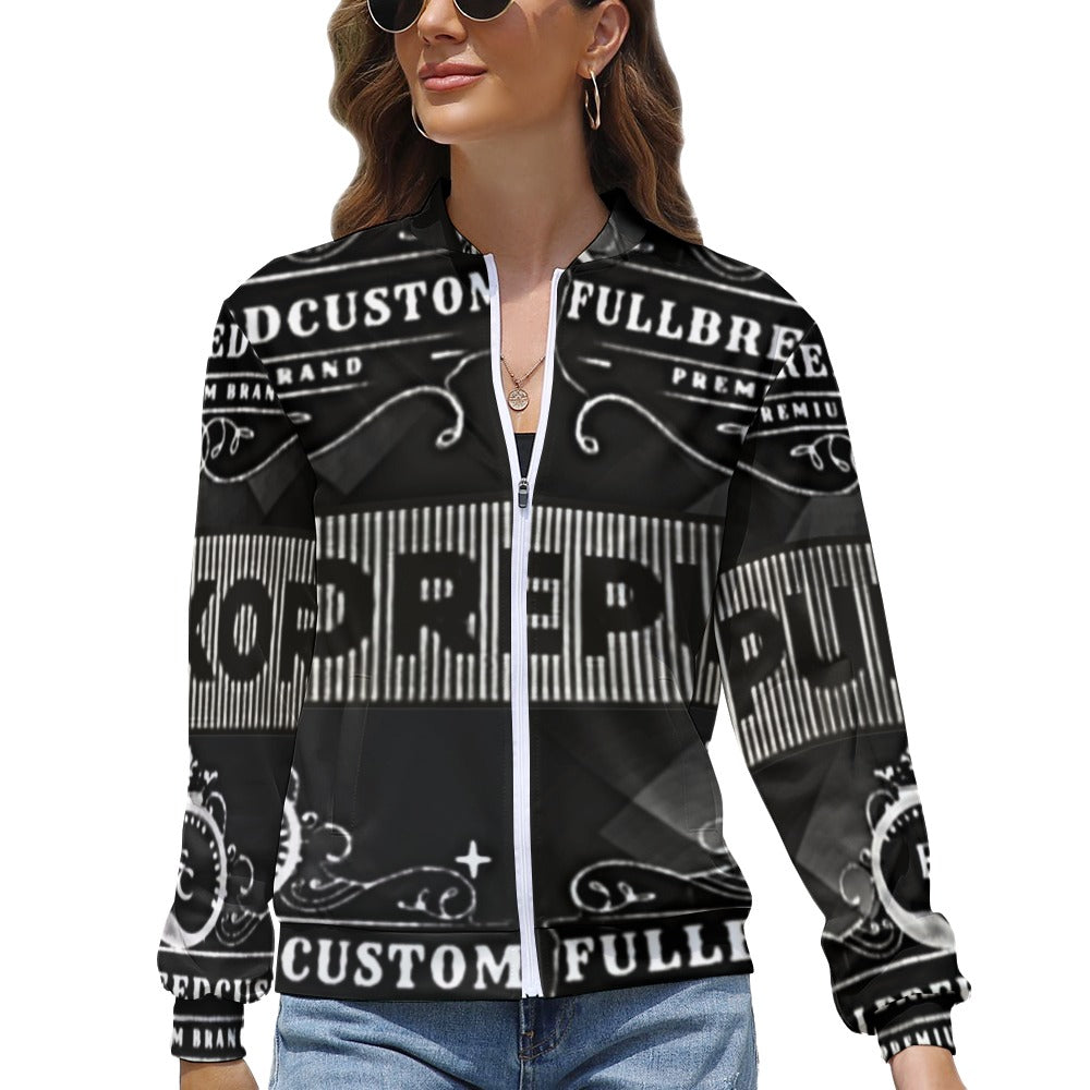 fullbreedboutique Women's Long Sleeve Zipper Jacket