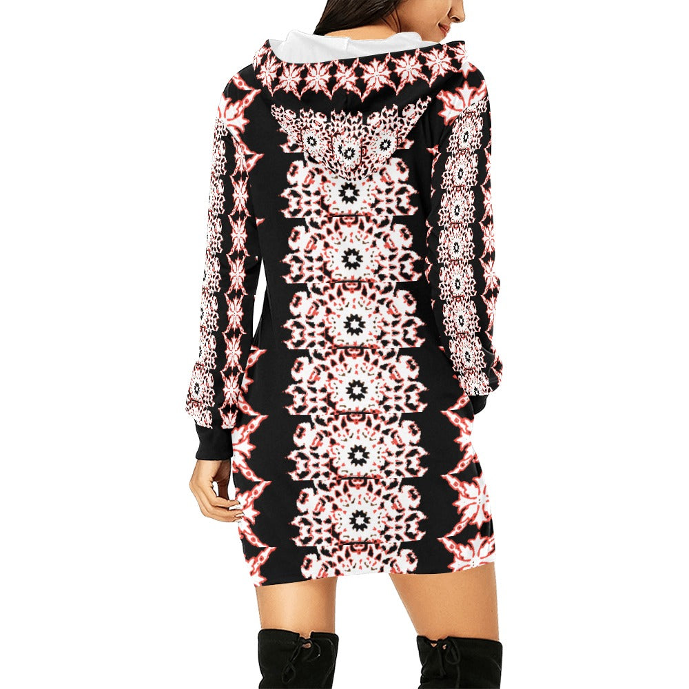 fullbreedboutique Women's All Over Print Hoodie Mini Dress (H27)