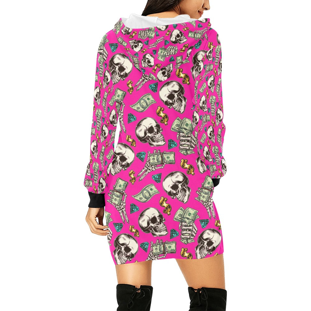 fullbreedboutique Women's All Over Print Hoodie Mini Dress (H27)