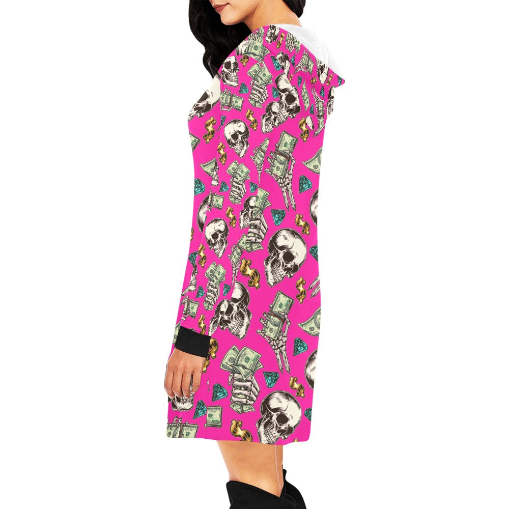 fullbreedboutique Women's All Over Print Hoodie Mini Dress (H27)