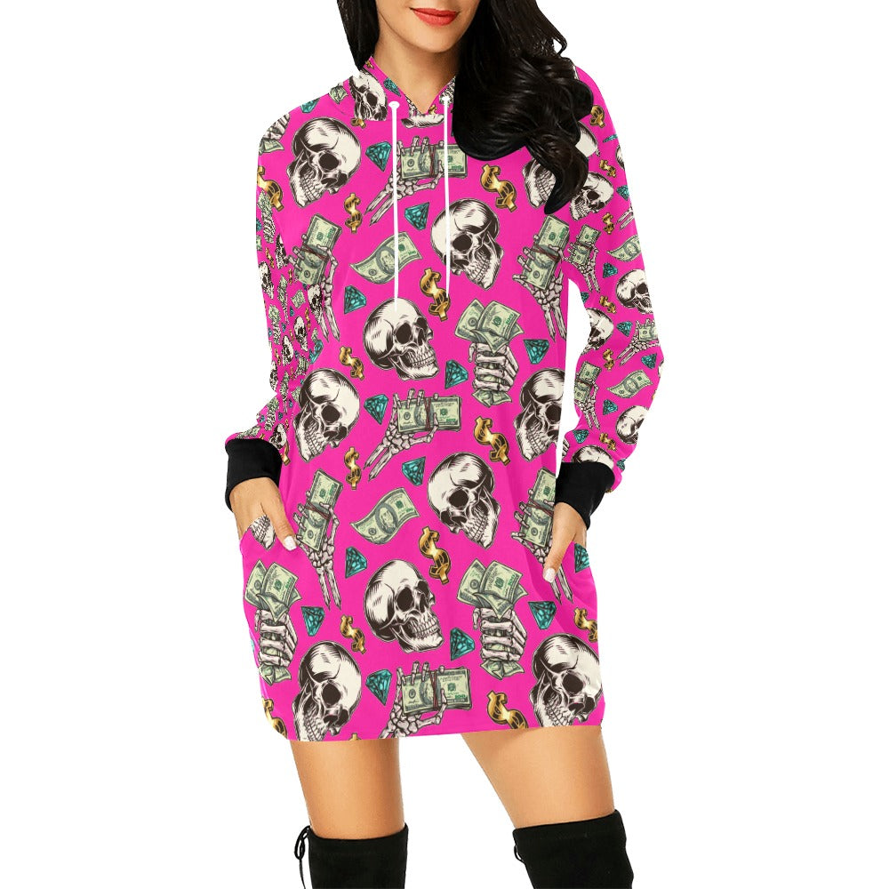 fullbreedboutique Women's All Over Print Hoodie Mini Dress (H27)