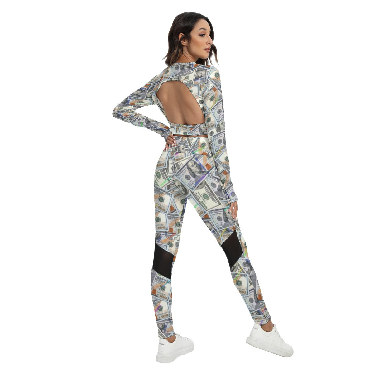 All-Over Print Women's Sport Set With Backless Top And Leggings