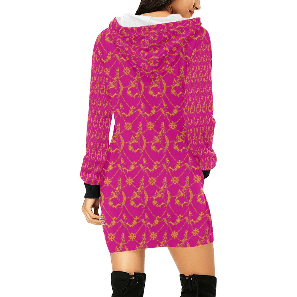 fullbreedboutique Women's All Over Print Hoodie Mini Dress (H27)