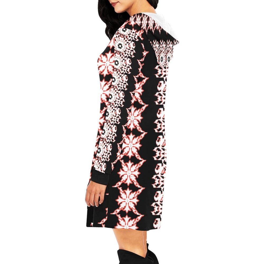 fullbreedboutique Women's All Over Print Hoodie Mini Dress (H27)