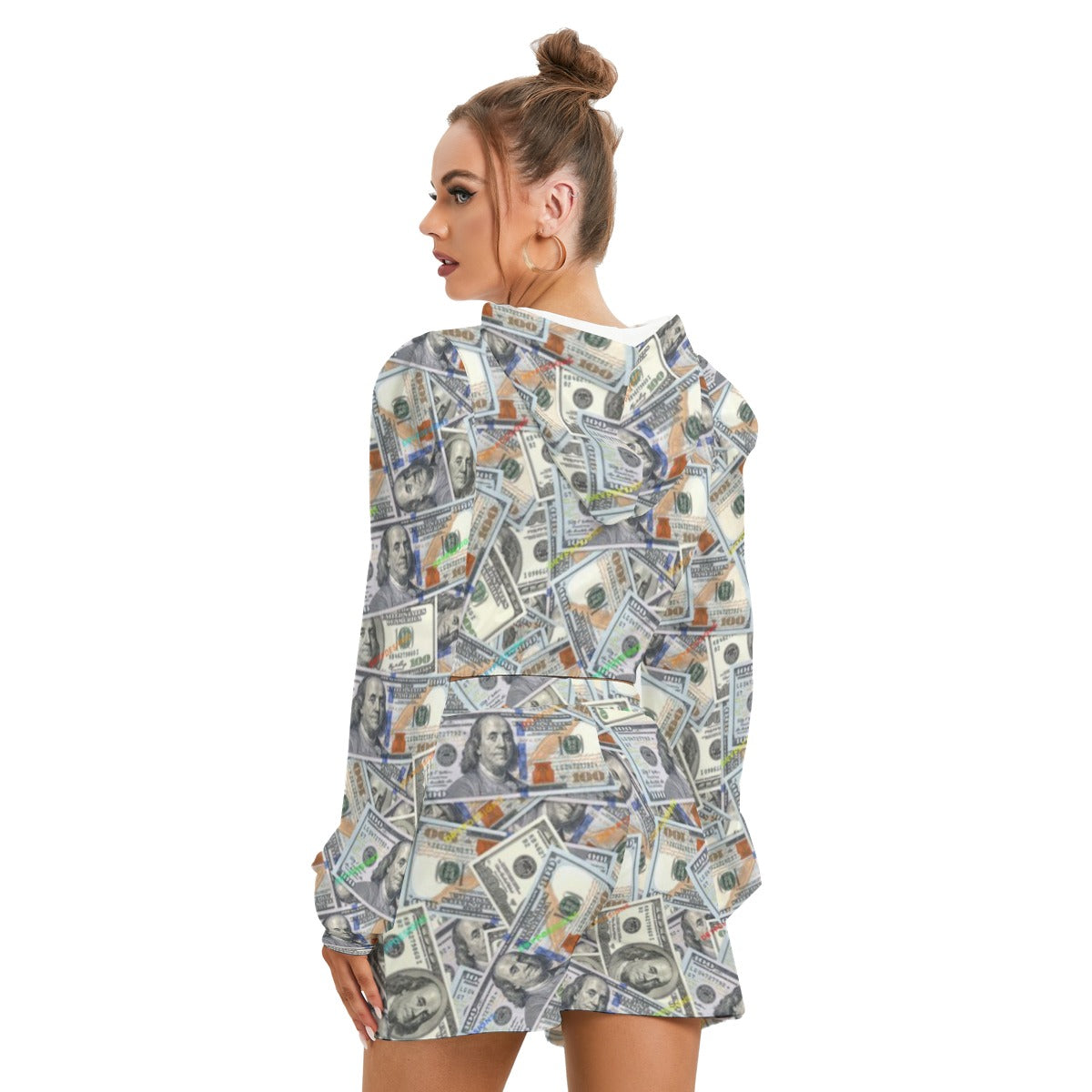 All-Over Print Women's Mirco Fleece Hoodie And Shorts Set