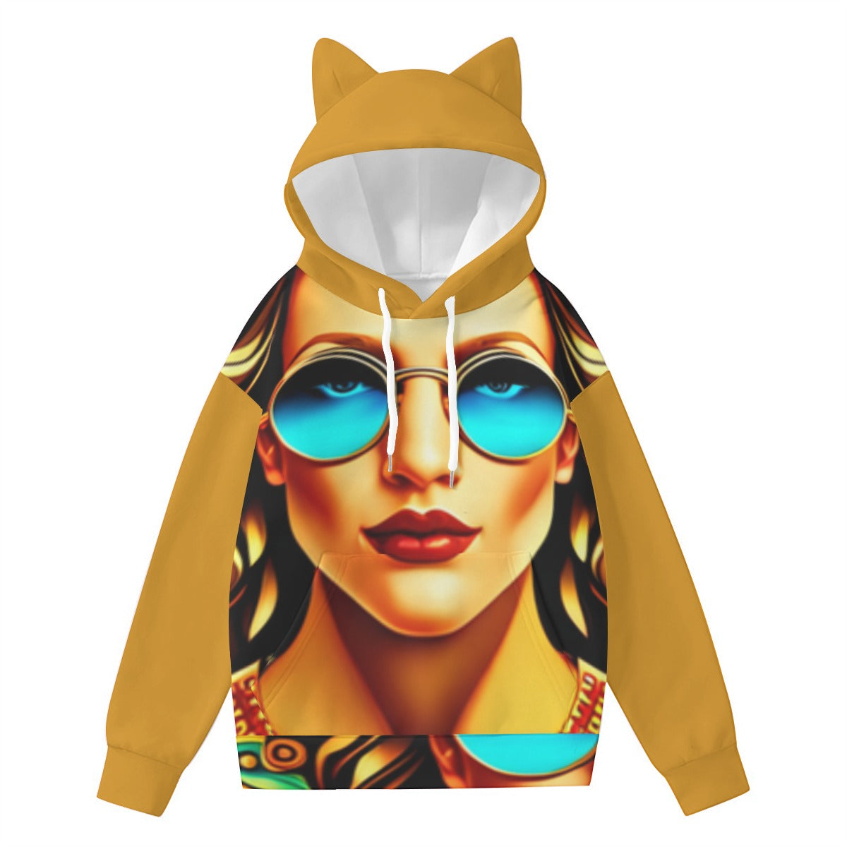 All-Over Print Women’s Hoodie With Decorative Ears