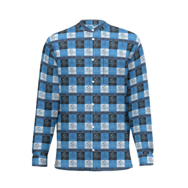 All-Over Print New Men'S Business Long-Sleeved Imitation Linen Shirt