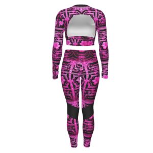 FullbreedBoutique Print Women's Sport Set With Backless Top And Leggings