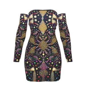 FullbreedBoutique Print Women's Off-shoulder Back Lace-up Dress
