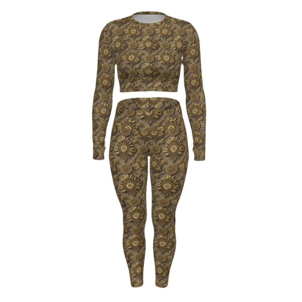 FullbreedBoutique Print Women's Sport Set With Backless Top And Leggings