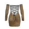 FullbreedBoutique Print Women's Off-shoulder Back Lace-up Dress - Image 3