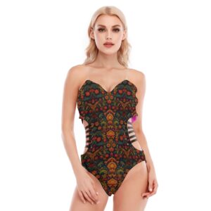 FullbreedBoutique Print Women's Tube Top Bodysuit With Side Black Straps