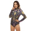 FullbreedBoutique Print Women's Turtleneck Long Sleeve Bodysuit - Image 2