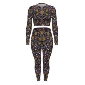 FullbreedBoutique Print Women's Sport Set With Backless Top And Leggings