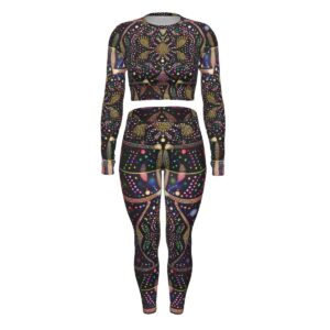 FullbreedBoutique Print Women's Sport Set With Backless Top And Leggings