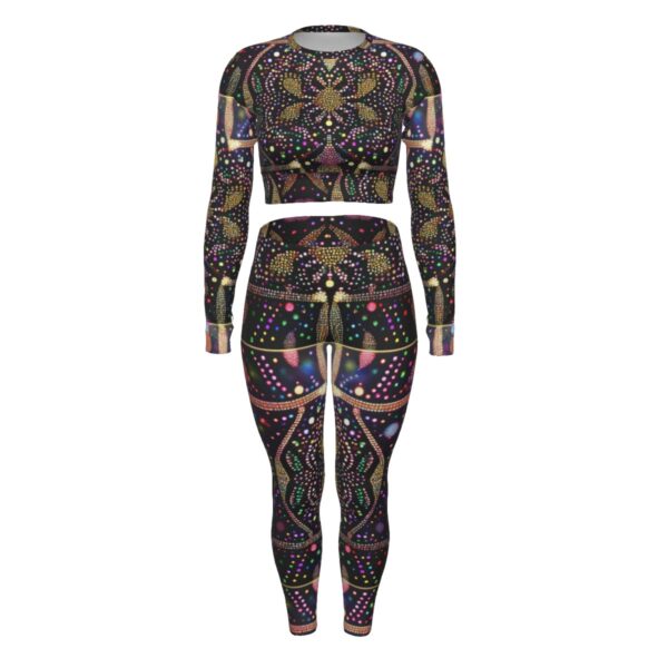 FullbreedBoutique Print Women's Sport Set With Backless Top And Leggings