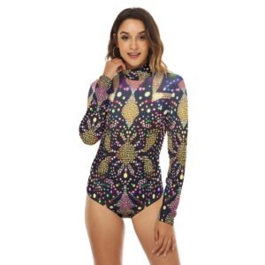 FullbreedBoutique Print Women's Turtleneck Long Sleeve Bodysuit