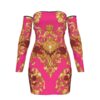 Fullbreedcustom  Print Women's Off-shoulder Back Lace-up Dress - Image 2