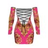 Fullbreedcustom  Print Women's Off-shoulder Back Lace-up Dress - Image 3