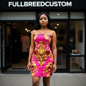 Fullbreedcustom  Print Women's Off-shoulder Back Lace-up Dress