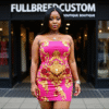 Fullbreedcustom  Print Women's Off-shoulder Back Lace-up Dress - Image 8
