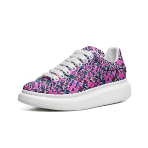 Bellabreed Unisex Non Slip Lace Up Faux Leather Sneakers